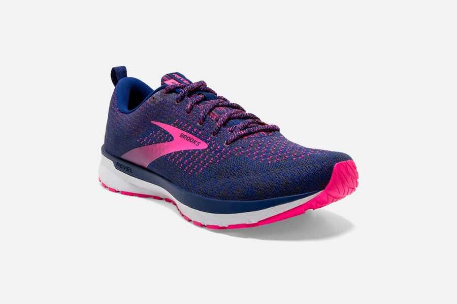 Revel 4 Road Brooks Running Shoes NZ Womens - Blue/Pink - POEIBA-658